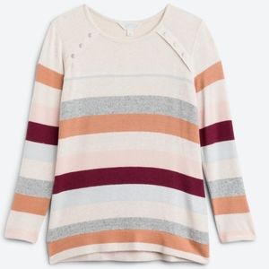 MARKET & SPRUCE Gloria Long Sleeve Hacci Button Detail Top
